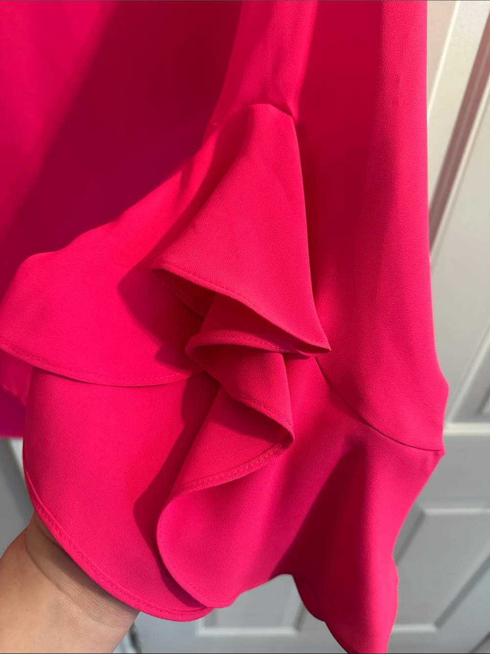 Vince Camuto Fuchsia V-Neck Ruffle Sleeve Blouse - Picture 5 of 11